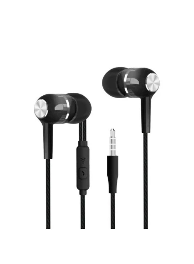 GOOJODOQ Wire Control Headset With Mic - Black Colour (3.5mm) - Image 1